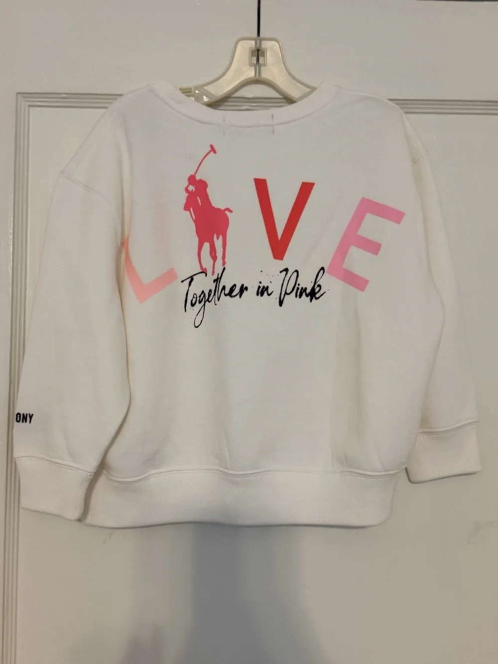 Ralph Lauren Polo white pink pony sweatshirt girls 5